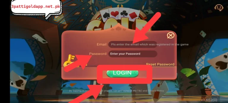 Teen Patti Gold VIP login screenshot
