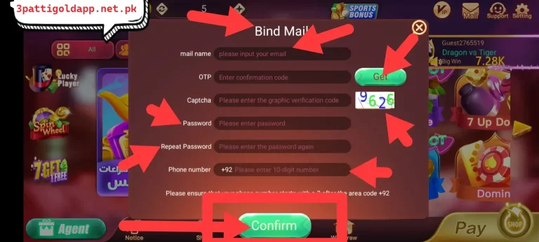 Teen Patti Gold VIP registration screenshot